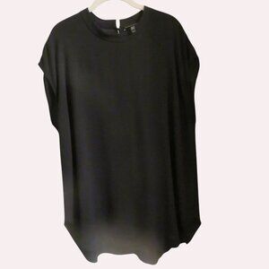 Eileen Fisher Black Tunic/Dress, Rounded Hem, Size Large, Boxy, Loose Fit - EUC